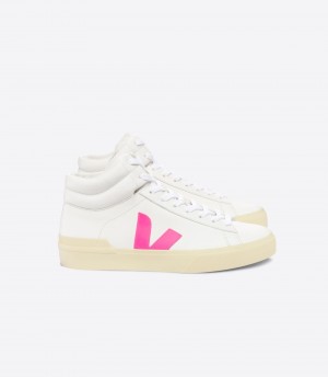 Men's Veja Minotaur Chromefree Leather White/Pink | 6734-YVZRA