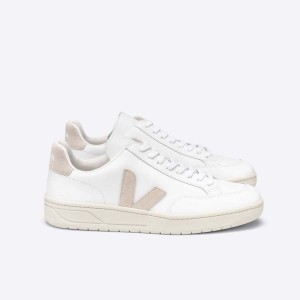 Men's Veja V-12 V-12 White / Beige | 1345-ZWQKG