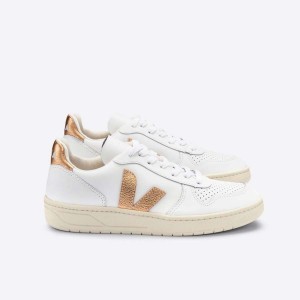 Women's Veja V-10 V-10 White / Gold | 6534-UJDGK