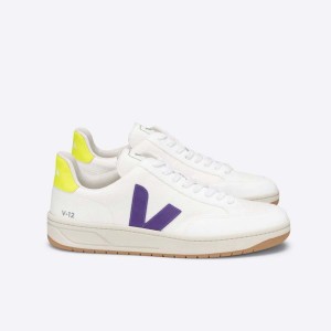 Women's Veja V-12 V-12 White / Yellow | 3764-BIZOT