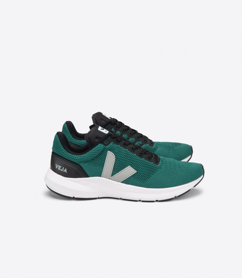 Men\'s Veja Marlin V-knit Green/Gray | 9680-YTAOG