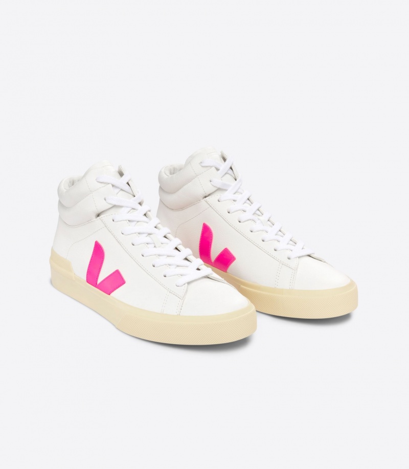 Men's Veja Minotaur Chromefree Leather White/Pink | 6734-YVZRA