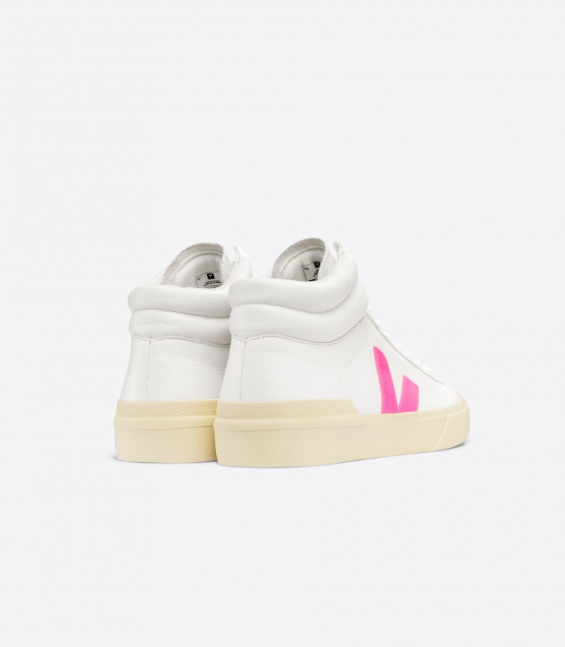 Men's Veja Minotaur Chromefree Leather White/Pink | 6734-YVZRA