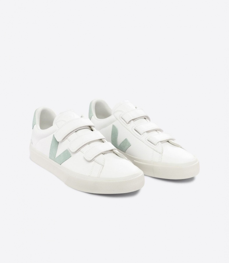 Men's Veja Recife Chromefree Leather White/Green | 0948-SFBYJ