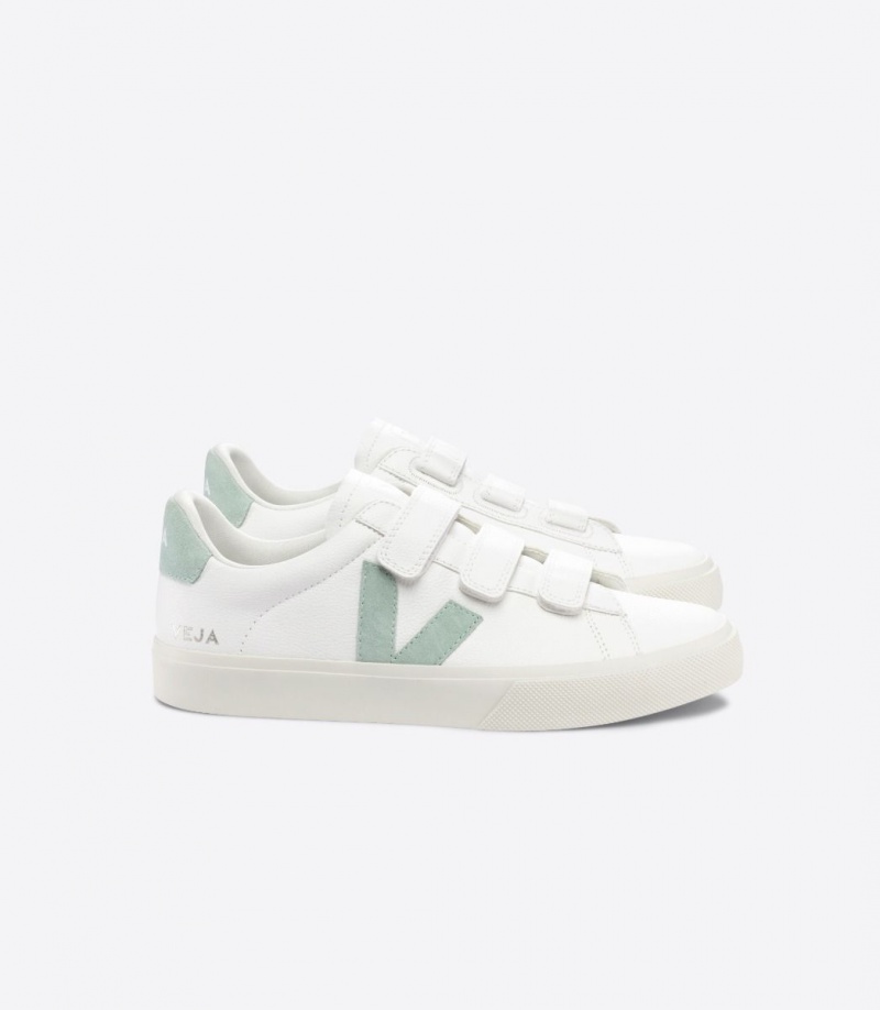 Men\'s Veja Recife Chromefree Leather White/Green | 0948-SFBYJ