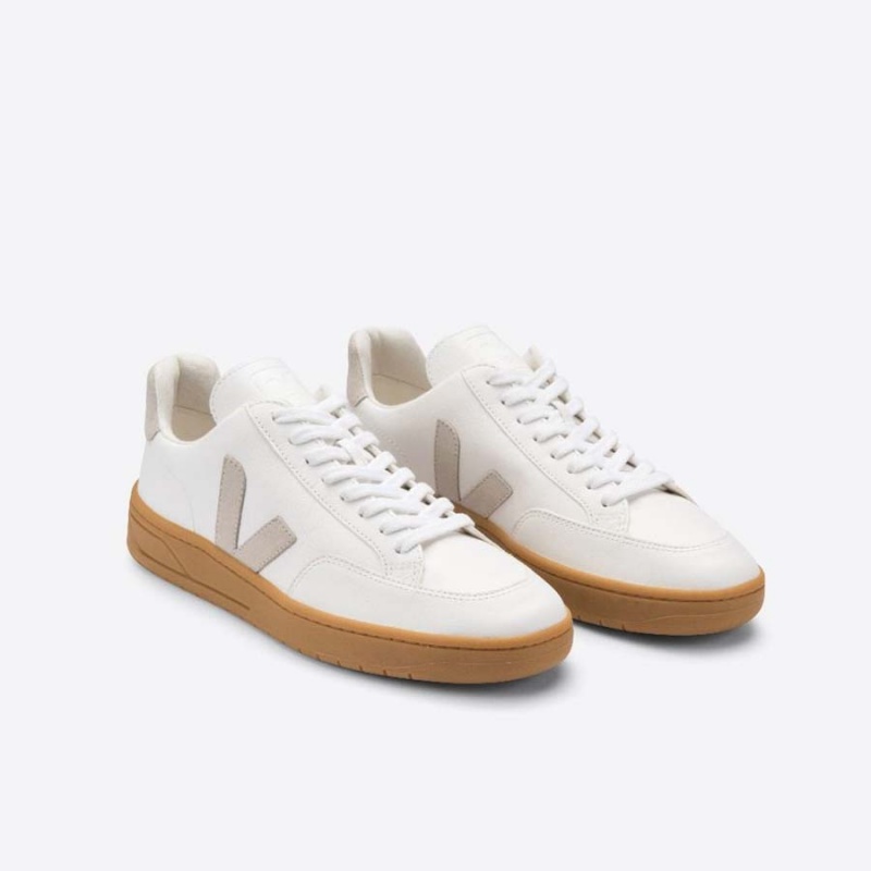 Men's Veja V-12 V-12 White / Beige | 6289-QNXPC