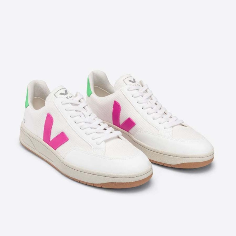 Men's Veja V-12 V-12 White / Green | 0139-ZLGFJ