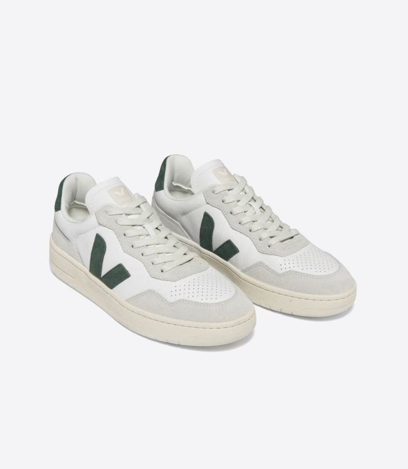 Men's Veja V-90 Leather White Cyprus | 5419-UWARZ