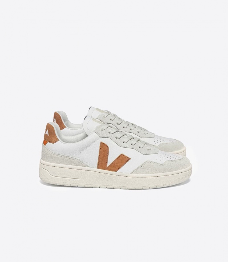 Men\'s Veja V-90 Leather White Umber | 8109-PHYDT