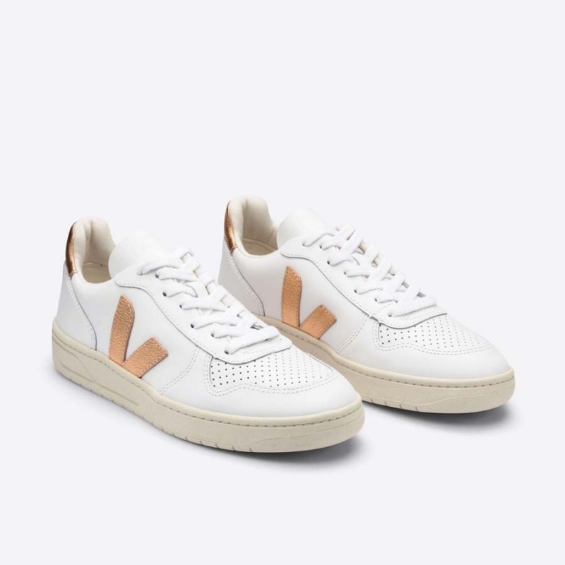 Women's Veja V-10 V-10 White / Gold | 6534-UJDGK