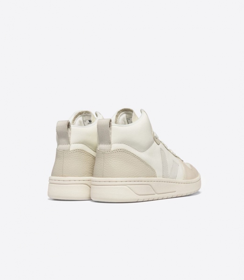 Women's Veja V-15 Chromefree Leather Beige/White | 6408-LMTXU